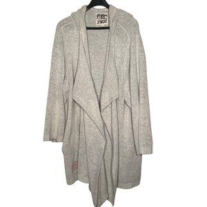 Peace Love World 4X/5X  open-front hooded duster cardigan Soft Knit Light Gray